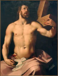 Cristo con cáliz eucarístico y cruz