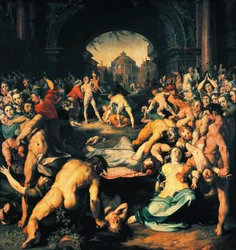 Masacre de inocentes, panel central del tríptico, de Cornelis Cornelisz van Haarlem (1562-1638)