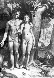 La tentación del hombre, grabado por Jan Saenredam, c.1605