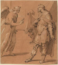 El ángel se aparece al centurión Cornelio, finales de la década de 1590 (pluma y tinta)