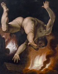 La caída de Ixión (El rey de los lapitas, desnudo, cae al fuego del infierno), c.1588 (óleo sobre lienzo)