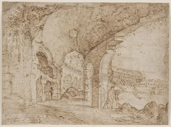 Parte del interior del Coliseo en Roma