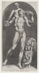 Speculum Romanae Magnificentiae: Baco sobre los hombros de un sátiro