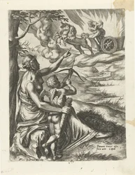 Venus le ordena a Amor que atraviese el corazón de Plutón con una flecha La historia de Plutón y Proserpina (título de la serie)