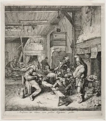 Violinista sentado en la posada