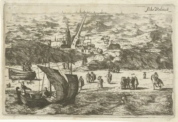 Vista de Scheveningen desde el mar Schevelinck (título sobre objeto)