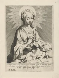María adora al niño Jesús