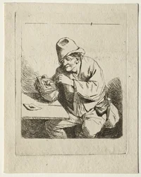Campesino encendiendo su pipa, mediados de 1600