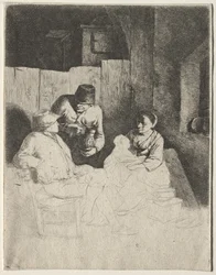 La madre sentada en una posada