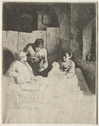 La madre sentada en una posada