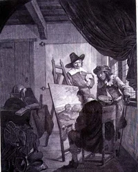 El Patrón y el Pintor, después de una pintura del siglo XVII de Cornelis Bega, siglo XVIII