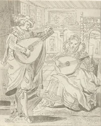 Laúd tocando caballero y dama