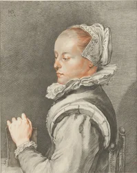 retrato, de, un, mujer joven