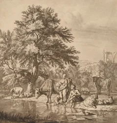 Pastor y pastora con su rebaño, 1763, publicado 1765