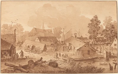 Pueblo con estanque