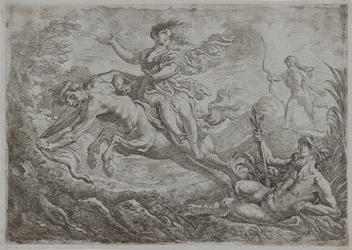 Nessus es alcanzado por el dardo envenenado de Hércules.