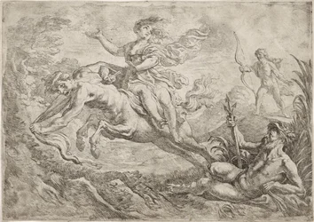Nessus es alcanzado por el dardo envenenado de Hércules.