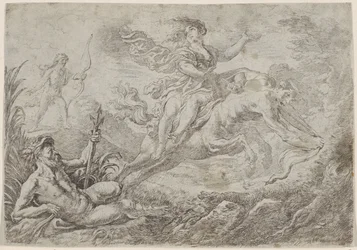 Nessus es alcanzado por el dardo envenenado de Hércules.