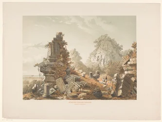 Ruina de Tjandi Lora Djongrang Ruinas de Tjandi-Lora Djongrang. Residencia Jocjakerta (título sobre objeto)