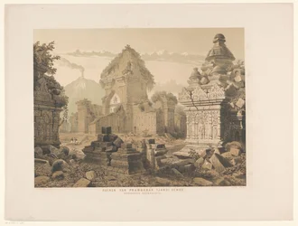 Ruina de Tjandi Sehoe Ruinas de Prambanan. Tjandi Sewo. Residencia Surakarta (título sobre objeto)