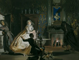 Capitán Ulrich o la codicia frustrada: disfrazados, Godefroy y su sirviente ponen en fuga al Capitán Ulrich, 1738