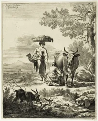 Mujer ordeñando una vaca