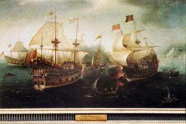 Escena de batalla naval
