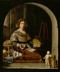 El artista en su estudio, c.1665-70