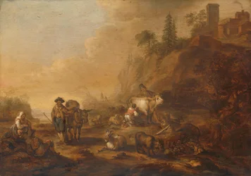 Paisaje con pastores y sus rebaños