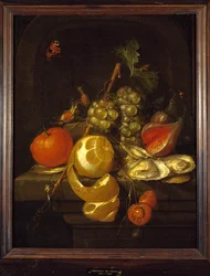 Naturaleza muerta con frutas y ostras, mediados de la década de 1650