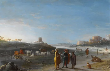 Un paisaje a la italiana con un tema no identificado del Antiguo Testamento