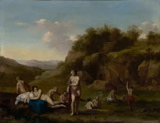 Paisaje con desnudos bañándose