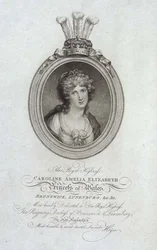 Su Alteza Real, Carolina Amelia Elizabeth, Princesa de Gales, grabado por P. Sintzenich
