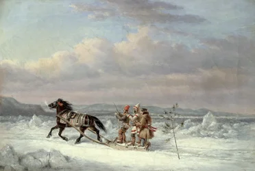 Cazadores en Trineo Tirado por Caballos