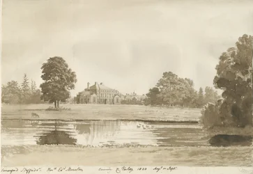 Somerford Hall: dibujo en sepia