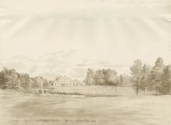 Somerford Hall: dibujo en sepia