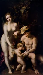 Venus con Mercurio y Cupido - La escuela del amor, hacia 1525, 1912