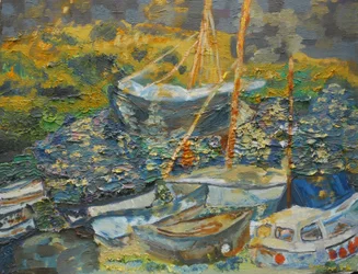 Puerto de Mousehole, barcos en reposo