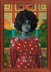 Retrato tropical de una mujer afro