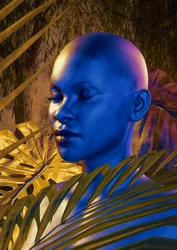 Retrato azul exótico