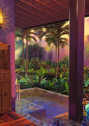 Exuberante terraza tropical