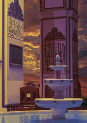 Fuente de la mezquita al atardecer