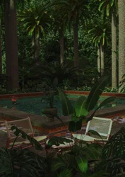 Refugio tropical junto a la piscina