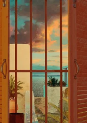 Vista desde la ventana: puesta de sol tropical