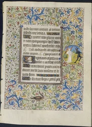 Hoja de un libro de horas: Ángel persiguiendo a un diablo (recto), c. 1460