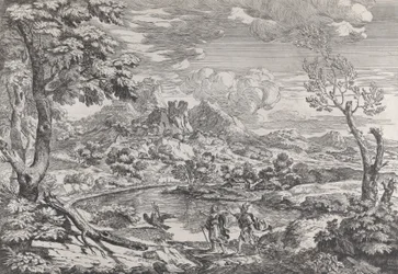 Paisaje con un hombre mostrando a Mercurio el águila de Júpiter