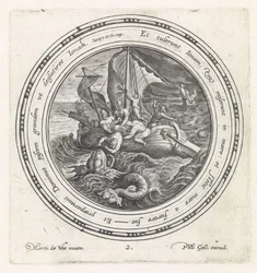 Jonás es arrojado por la borda por los marineros Historia de Jonás (título de la serie)