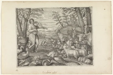 Orfeo encanta a los animales con su música Metamorfosis de Ovidio (título de la serie)