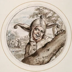 Bufón con gorro y cascabeles, principios del siglo XVII