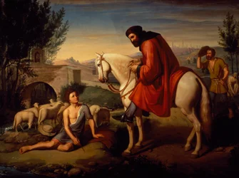 Domenico di Pacio descubriendo ovejas dibujadas por su maestro Beccafumi